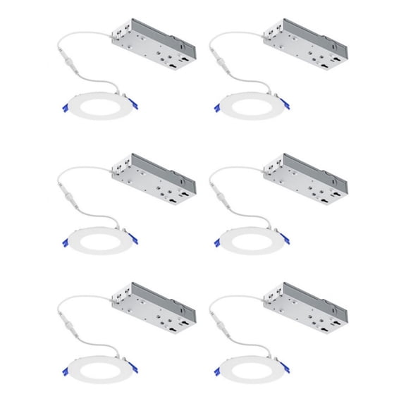 (case of 6) Philips Lightolier LED flat downlight dual select, 5 inch round FD5RSLMZ10SCTUW, field selectable lumens, 0-10v Dimming, 5 CCT field selectable CCT, White LED Downlight