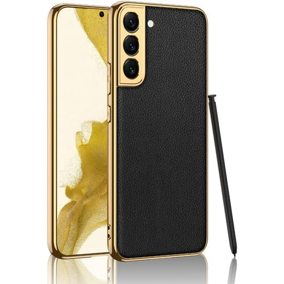 case for Galaxy S22+ Case, Galaxy S22 Plus Case, Ultra-Thin Samsung S22+ Electroplated Leather Soft Shell Designed for Samsung S22 Plus S22+ Case, Gentleman Black