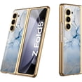 thumbnail image 1 of case for Galaxy Z Fold 5 Case - Ultra-Thin Electroplated Frame with Stylish and Elegant Patterned Glass, Designed for Samsung Galaxy Z Fold 5 Protection, Gray Blue, 1 of 8