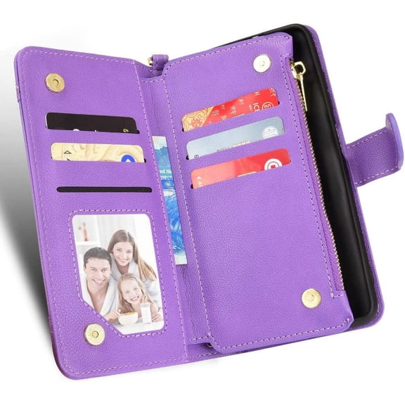 case for Galaxy Z Fold 5 Wallet Case with Card Holder, Leather Flip Folio Case with Card Slots Kickstand Phone Cover for Samsung Galaxy Z Fold 5 Case Wallet, Purple