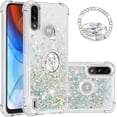 thumbnail image 1 of case for Motorola Moto E7 Power Case,Creativity Clear Quicksand Glitter Flowing Liquid Floating Soft TPU Case w/Stand Bling Diamond Sparkle Phone Cover for Motorola Moto E7 Power  Silver, 1 of 14