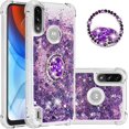 thumbnail image 1 of case for Motorola Moto E7 Power Case,Creativity Clear Quicksand Glitter Flowing Liquid Floating Soft TPU Case w/Stand Bling Diamond Sparkle Phone Cover for Motorola Moto E7 Power  Purple, 1 of 14