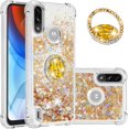 thumbnail image 1 of case for Motorola Moto E7 Power Case,Creativity Clear Quicksand Glitter Flowing Liquid Floating Soft TPU Case w/Stand Bling Diamond Sparkle Phone Cover for Motorola Moto E7 Power  Golden, 1 of 14