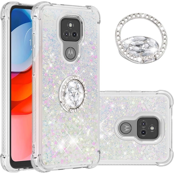 case for Motorola Moto G Play 2021 Case,Creativity Clear Quicksand Glitter Flowing Liquid Floating Soft TPU Case w/Stand Bling Diamond Sparkle Phone Cover for Motorola Moto G Play 2021 Colorful