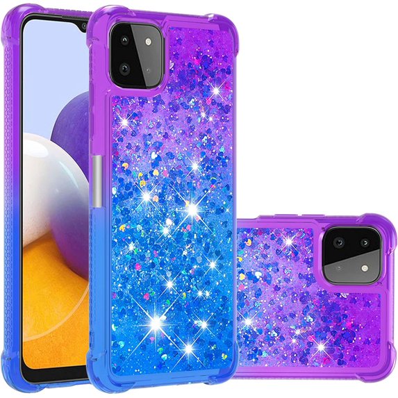 case for Samsung Galaxy A22 5G Case (Not 4G),Creativity Clear Gradient Quicksand Glitter Flowing Liquid Floating TPU Case Bling Diamond Sparkle Cover for Samsung Galaxy A22 5G JB Purple Navy