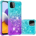 thumbnail image 1 of case for Samsung Galaxy A22 5G Case (Not 4G),Creativity Clear Gradient Quicksand Glitter Flowing Liquid Floating TPU Case Bling Diamond Sparkle Cover for Samsung Galaxy A22 5G JB Bluish Violet, 1 of 14
