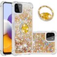 thumbnail image 1 of case for Samsung Galaxy A22 5G Case (Not 4G),Creativity Clear Quicksand Glitter Flowing Liquid Floating Soft TPU Case w/Stand Bling Diamond Sparkle Phone Cover for Samsung Galaxy A22 5G  Golden, 1 of 14