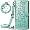 thumbnail image 1 of case for Samsung Galaxy A32 5G (Not 4G) Crossbody Cell Wallet Case,Cute Cat Dog Cartoon Style Flip Phone Cover with Removable Lanyard Strap with Card Holde Case for Samsung Galaxy A32 5G MGG Green, 1 of 7