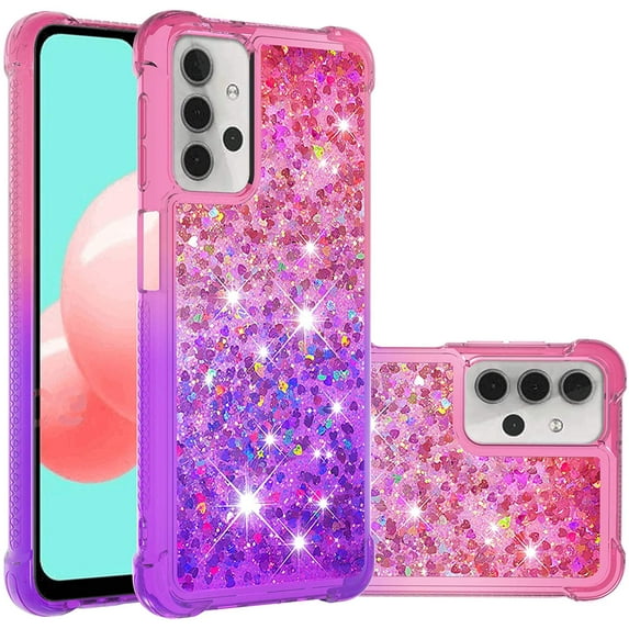 case for Samsung Galaxy A32 5G(Not 4G) Women Case,Creativity Clear Gradient Quicksand Glitter Flowing Liquid Floating TPU Case Bling Diamond Sparkle Cover for Samsung Galaxy A32 5G JB Pink Mauve