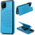 thumbnail image 1 of case for Samsung Galaxy A42 Case Wallet with Card Holder, Embossed Mandala Pattern Flower Premium PU Leather Double Magnetic Buttons Flip Shockproof Protective Cover for Samsung Galaxy A42 5G Blue-SKM, 1 of 7
