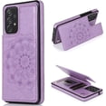 thumbnail image 1 of case for  Samsung Galaxy A52 Case Wallet with Card Holder, Embossed Mandala Pattern Flower Premium PU Leather Double Magnetic Buttons Flip Shockproof Protective Cover for Samsung Galaxy A52 Purple-SKM, 1 of 15