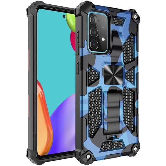 case for Samsung Galaxy A72 Man Case,Camouflage Sturdy Phone Case with Heavy Duty Shockpro of Military Grade Anti-Fall Protection and Built-in Magnetic Cover for Samsung Galaxy A72 MC Dark Blue
