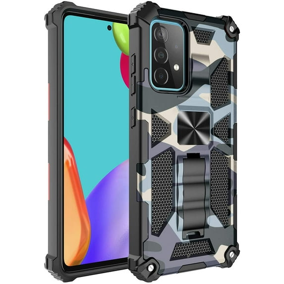 case for Samsung Galaxy A72 Man Case,Camouflage Sturdy Phone Case with Heavy Duty Shockpro of Military Grade Anti-Fall Protection and Built-in Magnetic Cover for Samsung Galaxy A72 MC Light Blue