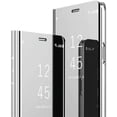 thumbnail image 1 of case for Samsung Galaxy F62 Makeup Mirror Phone Case, Galaxy M62 Luxury Clear View Smart Window Screen Display Case Support Wireless Charging Flip Phone Cover for Samsung Galaxy F62 5G QH Silver, 1 of 9
