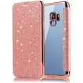 thumbnail image 1 of case for Samsung Galaxy Note 20 10 9 8 Ultra Pro Phone Case, Sparkly Comcase fortable PU Top Cover + Soft Clear TPU Back Cover with Card Holder, Full Wrap-Around Bumper(Pink,Note 9), 1 of 7