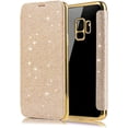 thumbnail image 1 of case for Samsung Galaxy Note 20 10 9 8 Ultra Pro Phone Case, Sparkly Comcase fortable PU Top Cover + Soft Clear TPU Back Cover with Card Holder, Full Wrap-Around Bumper(Gold,Note 10), 1 of 8