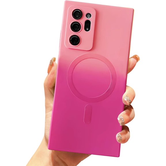 case for Samsung Galaxy Note 20 Ultra Case Magnetic, Compatible with MagSafe, Camera Lens Film Protection Shockproof Gradient Silicone Cases for Galaxy Note 20 Ultra Phone Case 6.9" (Rose Pink)