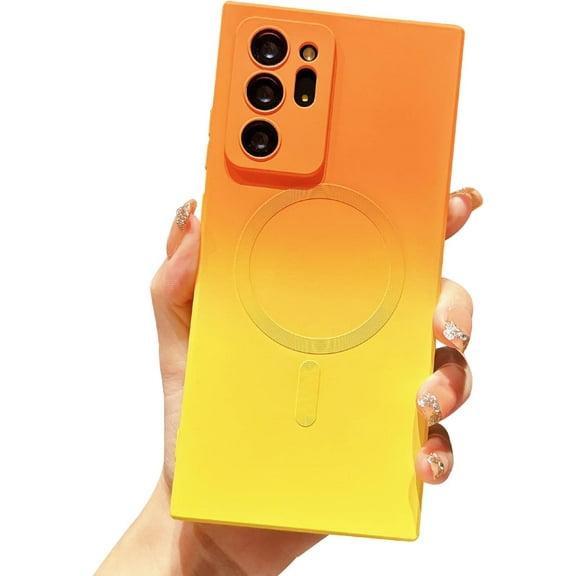 case for Samsung Galaxy Note 20 Ultra Case Magnetic, Compatible with MagSafe, Camera Lens Film Protection Shockproof Gradient Silicone Cases for Galaxy Note 20 Ultra Phone Case 6.9" (Orange Yellow)