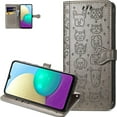 thumbnail image 1 of case for Samsung Galaxy S21 FE Cartoon Girl Wallet Case, Cat Dog Style Flip Phone Cover with ID Card Holder & Kickstand PU Leather Magnetic Clasp Cases for Samsung Galaxy S21 FE MG Grey, 1 of 14