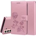 thumbnail image 1 of case for Samsung Galaxy S21 FE Rose Flower Wallet Case, PU Leather Flip Phone Case w/Card Holder ID Credit Cards Slot Cash Pockets Detachable Wristband Cover for Samsung Galaxy S21 FE RS Pink, 1 of 16