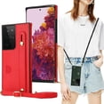thumbnail image 1 of case for Samsung Galaxy S21 Ultra Wallet Case, Removable Adjustable Leather Strap Crossbody Card Holders Case Neck Strap Lanyard Purse Shoulder Strap Purse Case for Samsung Galaxy S21 Ultra 5G KB Red, 1 of 14