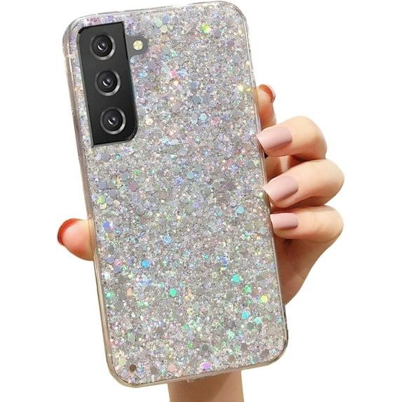 case for Samsung Galaxy S23 FE Glitter Case, Cute Sparkle Bling Shiny Diamond Women Girls Cases Rubber Slim Shockproof Drop Phone Protective Cover for Galaxy S23 FE (Silver)