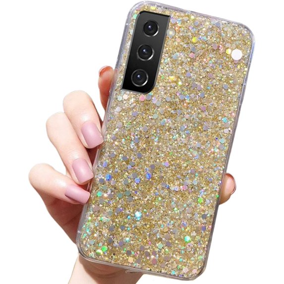 case for Samsung Galaxy S23 FE Glitter Case, Cute Sparkle Bling Shiny Diamond Women Girls Cases Rubber Slim Shockproof Drop Phone Protective Cover for Galaxy S23 FE (Gold)