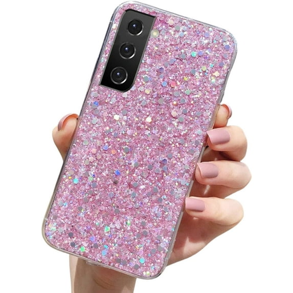 case for Samsung Galaxy S23 FE Glitter Case, Cute Sparkle Bling Shiny Diamond Women Girls Cases Rubber Slim Shockproof Drop Phone Protective Cover for Galaxy S23 FE (Pink)