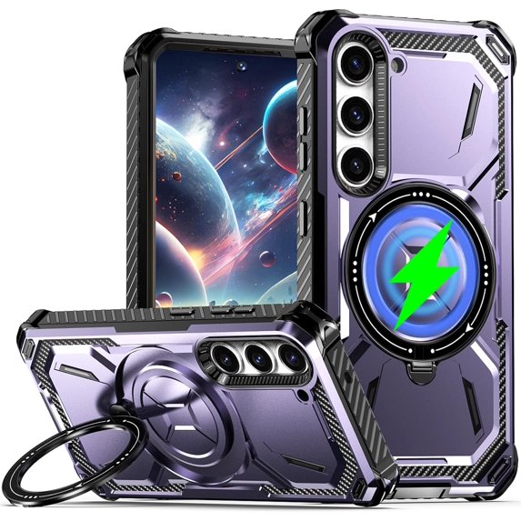case for Samsung Galaxy S23+ Plus Case Compatible for Magsafe, Ultimate Protection Armor with Ring Holder Fit for Magsafe Wireless Charger Phone Case for Samsung Galaxy S23 Plus HJJ Purple