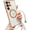 thumbnail image 1 of case for Samsung Galaxy S23 Ultra Case Compatible with Magsafe S23 Ultra Phone Case for Women Cute Heart Removable Adjustable Shoulder Strap Lanyard Crossbody Galaxy S23 Ultra Case 6.8” (White), 1 of 10