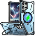 thumbnail image 1 of case for Samsung Galaxy S23 Ultra Case Compatible for Magsafe, Ultimate Protection Armor with Ring Holder Fit for Magsafe Wireless Charger Phone Case for Samsung Galaxy S23 Ultra HJJ Blue, 1 of 10
