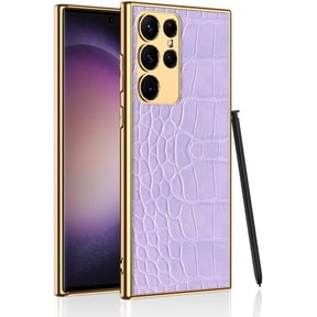 case for Samsung Galaxy S23 Ultra Case Electroplated Leather Soft Shell [Lens Protection] Samsung S23 Ultra Case Slim TPU Cover & Support Wireless Charging for Galaxy S23 Ultra, Purple