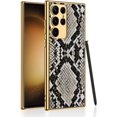 thumbnail image 1 of case for Samsung Galaxy S23 Ultra Case Electroplated Leather Soft Shell [Lens Protection] Samsung S23 Ultra Case Slim TPU Cover & Support Wireless Charging for Galaxy S23 Ultra, Python, 1 of 8