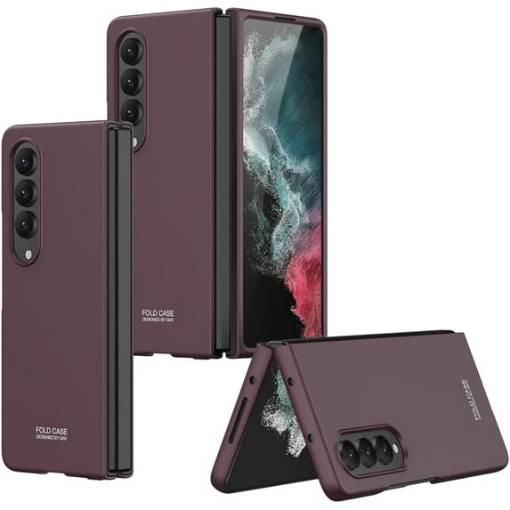 case for Samsung Galaxy Z Fold 4 Case Cover, Ultra-Thin Folding Shell Samsung Z Fold 4 Case Protective Cases, Phone Case for Samsung Galaxy Z Fold 4 5G, Red Wine Color