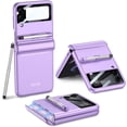 thumbnail image 1 of case for Samsung Z Flip 3 Case with Hinge Protection, Galaxy Z Flip 3 Case Comes with A Capacitance Pen, Flip 3 Case with A Small Screen Protective Film for Samsung Galaxy Z Flip 3 5G, Lavender, 1 of 13