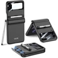 thumbnail image 1 of case for Samsung Z Flip 3 Case with Hinge Protection, Galaxy Z Flip 3 Case Comes with A Capacitance Pen, Flip 3 Case with A Small Screen Protective Film for Samsung Galaxy Z Flip 3 5G, Black, 1 of 7