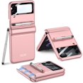 thumbnail image 1 of case for Samsung Z Flip 3 Case with Hinge Protection, Galaxy Z Flip 3 Case Comes with A Capacitance Pen, Flip 3 Case with A Small Screen Protective Film for Samsung Galaxy Z Flip 3 5G, Pink, 1 of 10