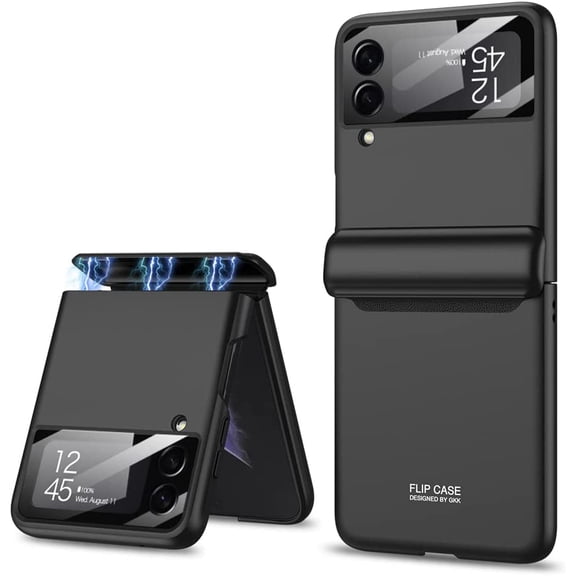 case for Samsung Z Flip 4 Case, Galaxy Z Flip 4 Case with Hinge Protection Samsung Flip 4 Case with Screen Protector Compatible with Samsung Galaxy Z Flip 4 5G, Black