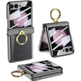 thumbnail image 1 of case for Samsung Z Flip 5 Case Clear with Hinge Protection & Ring Holder Small Screen Magnetic All-Inclusive Shockproof Cover for Galaxy Z Flip 5 Case Clear, Black, 1 of 9