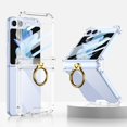 thumbnail image 1 of case for Samsung Z Flip 5 Case with Hinge Protection, Galaxy Z Flip 5 Clear Airbag Case with Ring Stand Built-in Screen Protector Protective Cover for Samsung Galaxy Z Flip 5, Crystal, 1 of 12