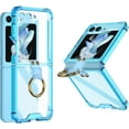 thumbnail image 1 of case for Samsung Z Flip 5 Case with Ring Stand, Galaxy Z Flip 5 Clear Airbag Case Built-in High-Transparency Soft Film for Samsung Galaxy Z Flip 5, Clear Blue, 1 of 14