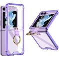 thumbnail image 1 of case for Samsung Z Flip 5 Case with Ring Stand, Galaxy Z Flip 5 Clear Airbag Case Built-in High-Transparency Soft Film for Samsung Galaxy Z Flip 5,Lavender, 1 of 14