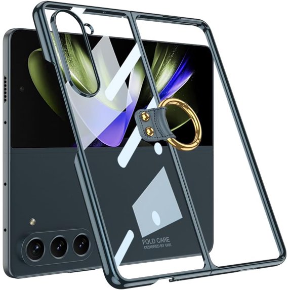 case for Samsung Z Fold 5 Case with Ring, Galaxy Z Fold 5 Case with Screen Protector Electroplating Border Design Protective Cover for Samsung Galaxy Z Fold 5, Green