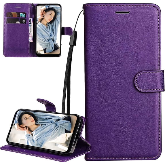 case for Xiaomi Poco F4 5G Wallet Phone Case with Card Holder for Women, Poco F4 5G Case Luxury Simple Solid Color PU Leather Flip Case Cover for Xiaomi Redmi K40S CS Violet