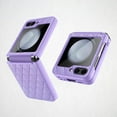 thumbnail image 1 of case for Z Flip 5 Case Leather, Galaxy Z Flip 5 Case with Hinge Protection Stretchable Strap & Built-in Small Screen Protector Protective Phone Case for Samsung Galaxy Z Flip 5, Purple, 1 of 8