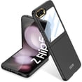 thumbnail image 1 of case for Z Flip 5 Case - Ultra-Thin Folding Shell with Electroplated Metal Lens Frame - Built-in Screen Protector Protection Case for Samsung Galaxy Z Flip 5, Black, 1 of 9