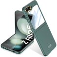 thumbnail image 1 of case for Z Flip 5 Case - Ultra-Thin Folding Shell with Electroplated Metal Lens Frame - Built-in Screen Protector Protection Case for Samsung Galaxy Z Flip 5, Green, 1 of 7