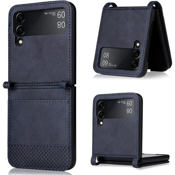 case for Galaxy Z Flip 4 Case Wallet, Ultra -Thin Retro Style with Card Holder Samsung Flip 4 Case Compatible with Samsung Galaxy Z Flip4 5G, Blue