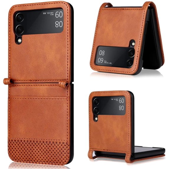 case for Galaxy Z Flip 4 Case Wallet, Ultra -Thin Retro Style with Card Holder Samsung Flip 4 Case Compatible with Samsung Galaxy Z Flip4 5G, Brown