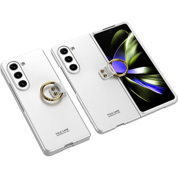 case for Galaxy Z Fold 5 Case with Ring Ultra Thin Matte PC Protective Cover for Samsung Galaxy Z Fold 5 2023, Silver